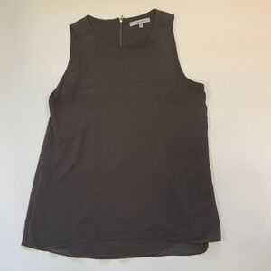 Naked Zebra Tank Top Women Medium Taupe Beige Chiffon Summer Wide Strap Back Zip